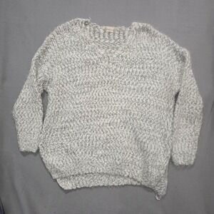 Altar'd State Chunky Popcorn Knit Sweater Cream White V-Neck Oversized Boho M/L